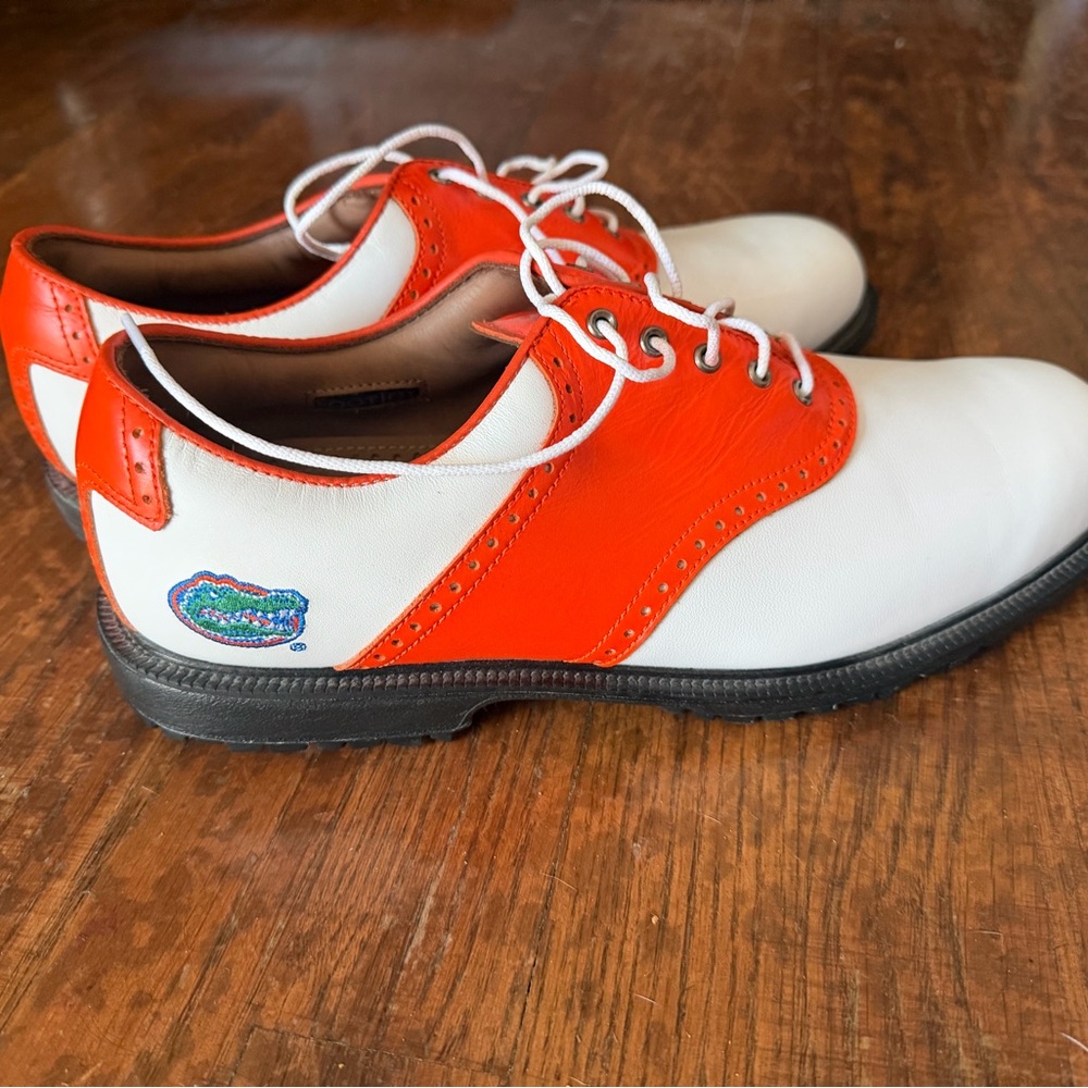 Florida Gator White and Orange Saddle Golf Shoes